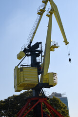Large industrial cranes on the waterway in Buenos Aires Argentina.