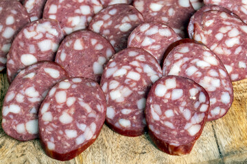 sliced pork sausage with the addition of lard