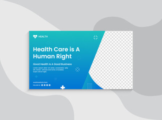 Video thumbnail for Medical healthcare and web banner template. Promotion banner design for live business workshop. Video cover for the doctor. Health clinic social media health service vector layout.
