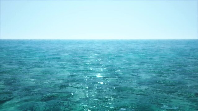 3D animation - Blue sea water surface with small waves