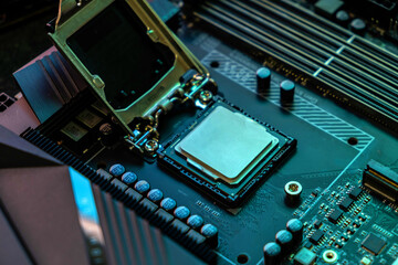 CPU chip on motherboard socket