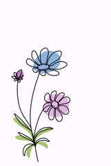Simplicity flower freehand continuous line drawing flat design.