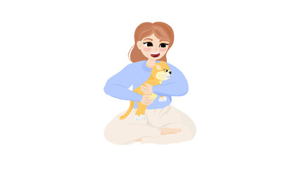 A little girl and cat