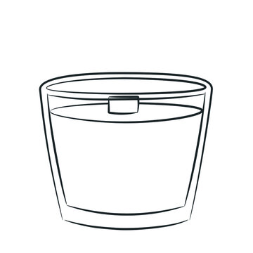 recommend clip art: Hand-drawn wax candle in a glass candlestick with a wooden wick. Sketch in doodle style. Burning candle in a glass. Isolated vector illustration.
