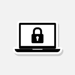 Cyber security icon sticker in flat style sign for mobile concept and web design