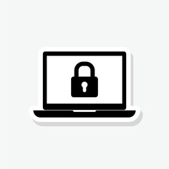 Cyber security icon sticker in flat style sign for mobile concept and web design