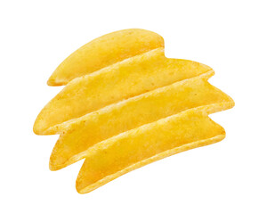 Fototapeta na wymiar Single fluted potato chip, isolated on white background