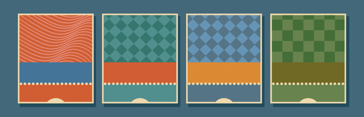 Vintage backgrounds in different colors. Geometric vector patterns used for postcard banners on postcards. Backgrounds in the style of the 90s.