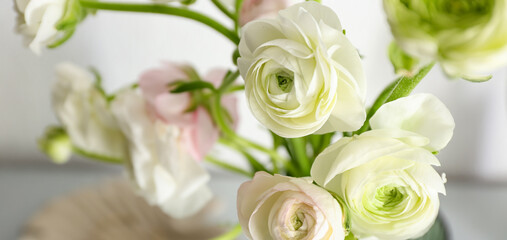 Bouquet of beautiful ranunculus flowers, closeup
