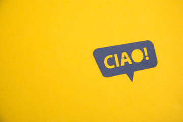 Ciao in speech black bubble.