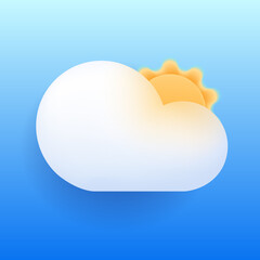 The sunny weather icon for a website or mobile app UI. Bright realistic 3d modern glass morphism design in vector.