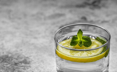 water with lemon and mint summer soft drink