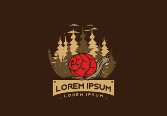 Snail creeping in the forest illustration