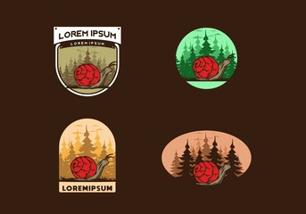 Snail creeping in the forest illustration