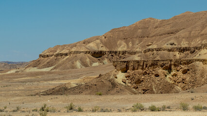 Panorama of the beautiful landscape of the Negev Desert in southern Israel 
