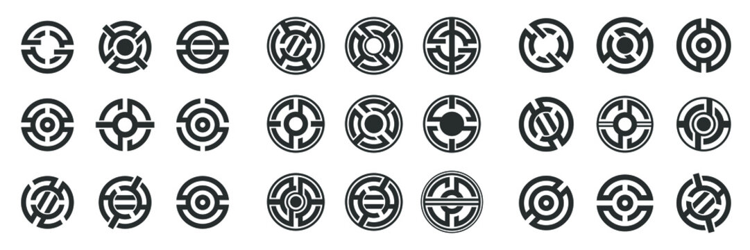 Abstract geometric brand name logo circle.