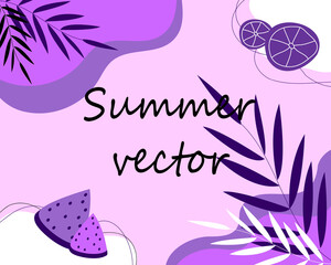 Summer vector-02.  Vector background, summer theme, bright colors. Minimalistic design for brochure, flyer, wallpaper, banner.