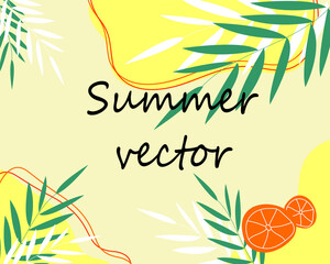 Summer vector-03.  Vector background, summer theme, bright colors. Minimalistic design for brochure, flyer, wallpaper, banner.