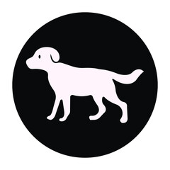 White dog black circle vector logo 