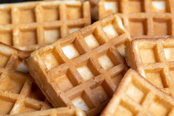 square sweet soft waffles on the table