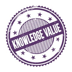 KNOWLEDGE VALUE text written on purple indigo grungy round stamp.