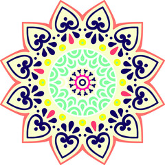 Circular flower mandala pattern for Henna, Mehndi, tattoo, decoration. Decorative ornament in ethnic oriental style. Outline doodle hand draw vector illustration.