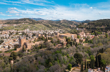 Fototapeta na wymiar Aerial View of the Alhambra in Granada, Spain