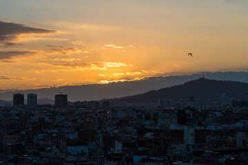 Sunset in Barcelona, Spain