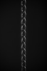 Nickel plated metal chain black background.