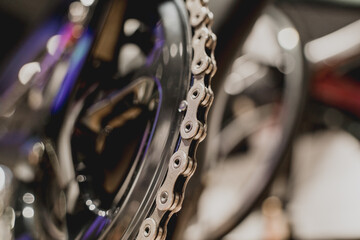 Photo of new gears and chains of mountain bicycle