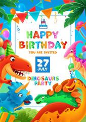 birthday greeting card with dinosaurs - 508993186