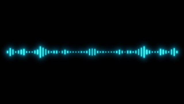 Elegant musical audio spectrum glowing blue neon light. Song playing animation. Stylish audio technology background, 4k resolution