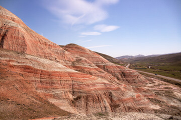 Beautiful red mountains of Khizi. Azerbaijan.