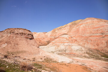Beautiful red mountains of Khizi. Azerbaijan.