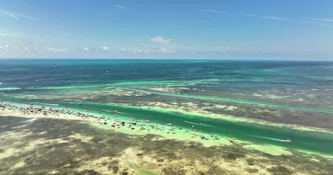 Memorial Day Weekend boat crowds in The Florida Keys. 5k aerial drone video