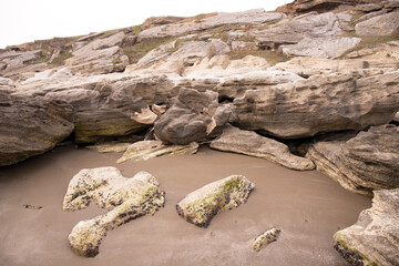 Beautiful rocky boulders by the sea.