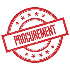 PROCUREMENT text written on red vintage round stamp.