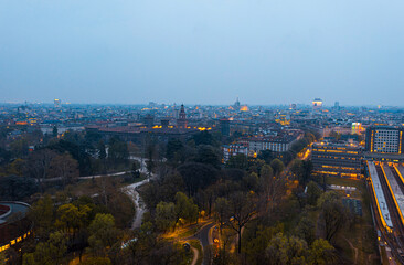 Gloomy Night in Milan, Italy