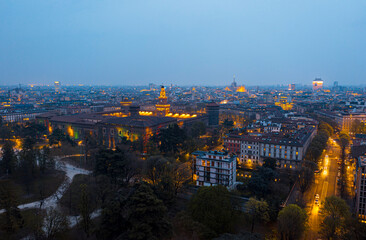 Gloomy Night in Milan, Italy