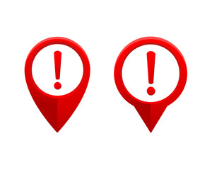 Pin location warning sign. Vector illustration