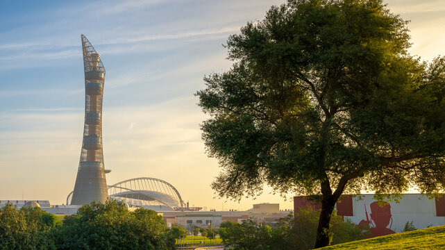 Doha,qatar- 15 February 2022 : Aspire Park In Qatar Next To Khalifa Stadium.
