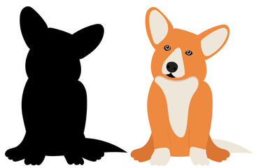 dog lies in flat design, isolated vector