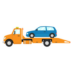 Tow truck icon. Vehicle towing. Color silhouette. Side view. Vector simple flat graphic illustration. Isolated object on a white background. Isolate.