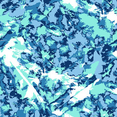 Vector Tie Dye Seamless. Aqua Abstract Design. Space Dye Texture. Seamless Hand Painted Artistic Texture. Batik Brush. Blue Wet Art Print. Watercolor Texture. Hippie Trendy Ethnic Print.