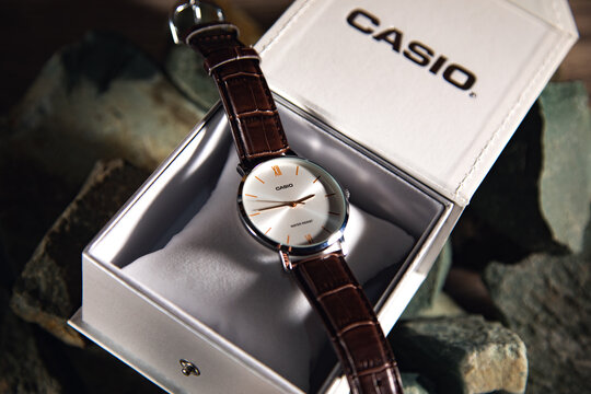 Casio watch on the stone background