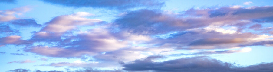 Naklejka na ściany i meble sunset pink violet sky with clouds
