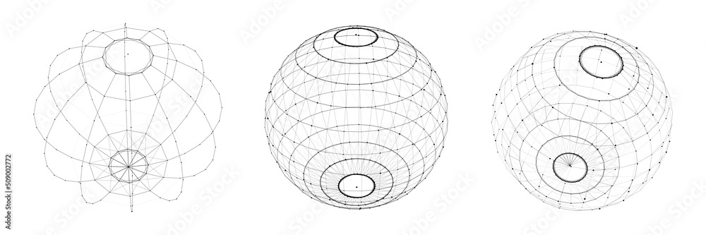 Wall mural vector futuristic sphere of particles and lines. network connection big data. abstract technology ba