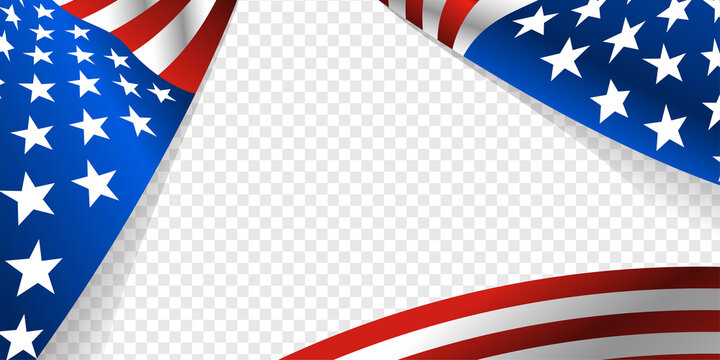 United States of America transparent banner background with waving flag. Vector illustration. 