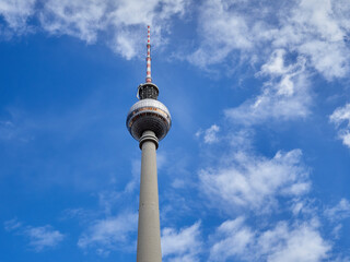 Berliner Fernsehturm, a large television tower in Alexanderplatz, in the district of Mitte. Berlin,...