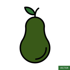 Avocado fruit vector icon in flat style design for website design, app, UI, isolated on white background. Editable stroke. Vector illustration.